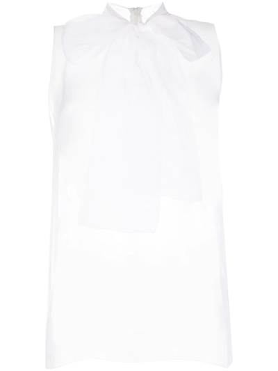 Andrew Gn Turtleneck Sleeveless Woven Top In White
