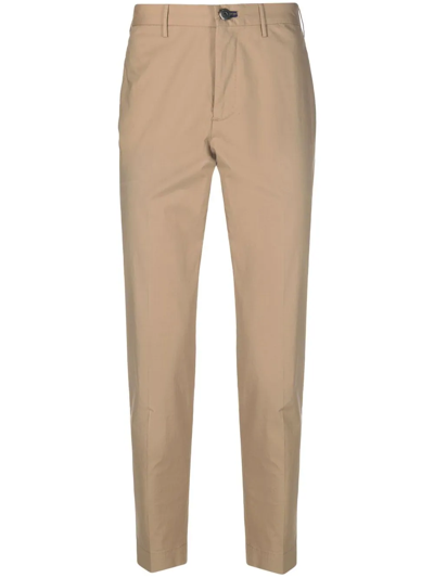 Incotex Charm-detail Slim-cut Chino Trousers In Brown