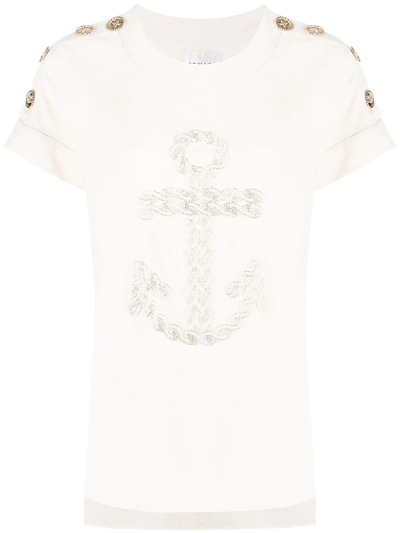 Edward Achour Paris Button Shoulder T-shirt In White