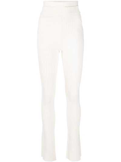 Andreädamo Knitted High-waisted Trousers In 000 0474 Ivory