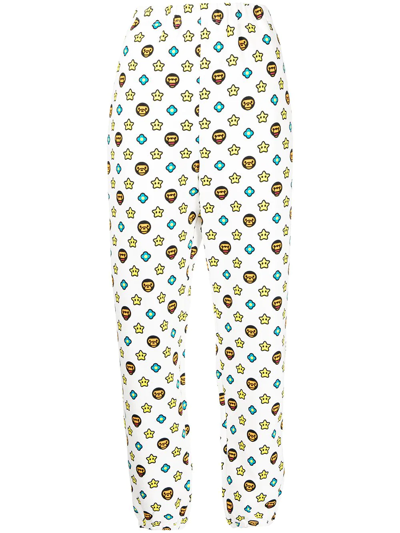 A Bathing Ape Graphic-print Track Pants In Weiss
