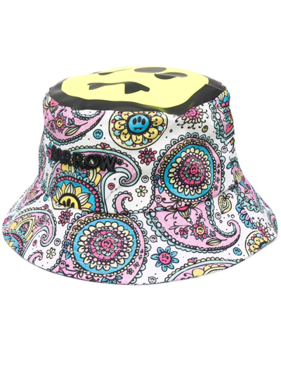 Barrow Paisley Logo Printed Nylon Bucket Hat In White