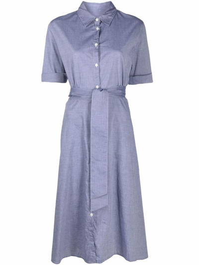 Woolrich Tie-waist Cotton Dress In Blau