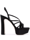 Le Silla Asymmetry Heel Platform Sandals In Schwarz