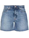 7 For All Mankind Easy Stretch-denim Shorts In Blue