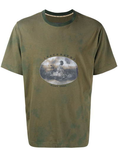 Ziggy Chen Basic Graphic-print T-shirt In Olive