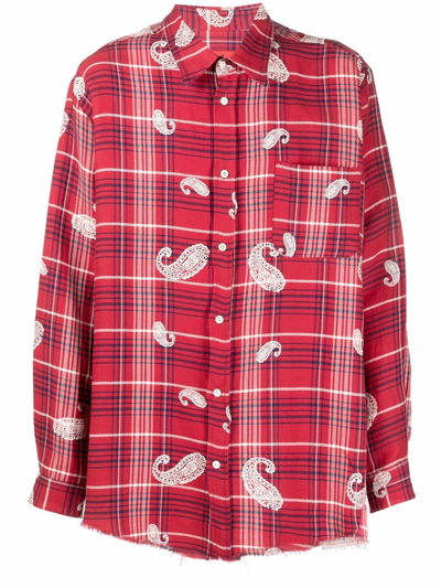 424 Paisley-print Flannel Shirt In Red