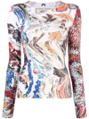 Marine Serre White Second Skin T-shirt In Weiss