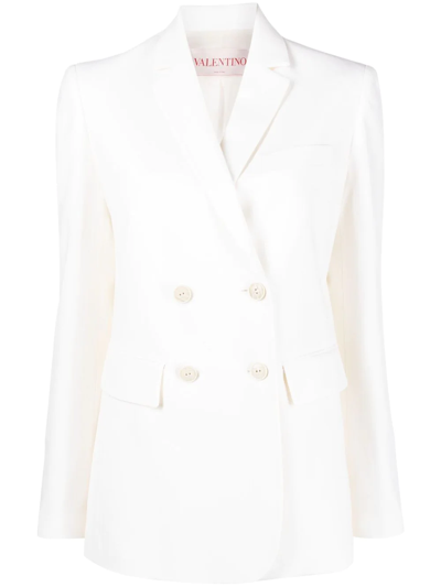 Valentino Oversized Double-breasted Twill Blazer In White