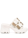 Bottega Veneta Flash Technical Fabric Sandal With Heel In White