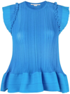 Stella Mccartney Two-tone Fine-ribbed Top In Blau