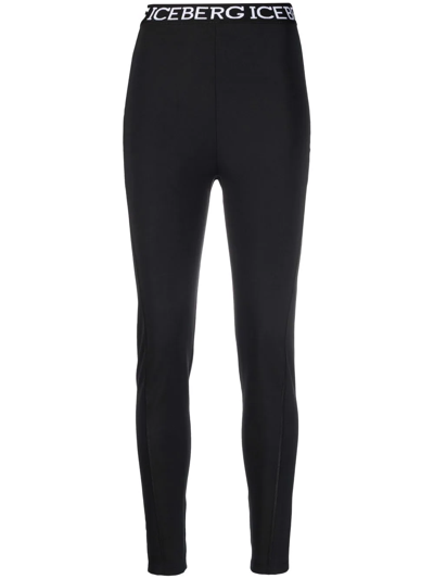 Iceberg Logo-waist Leggings In 9000 Black
