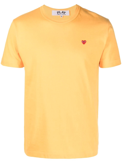 Comme Des Garçons Play Mini Heart Patch Cotton Jersey T-shirt In Yellow