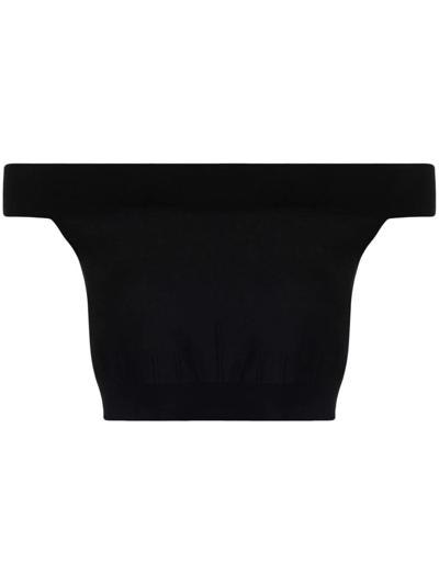 Alexander Mcqueen Woman Black Off Shoulder Crop Top