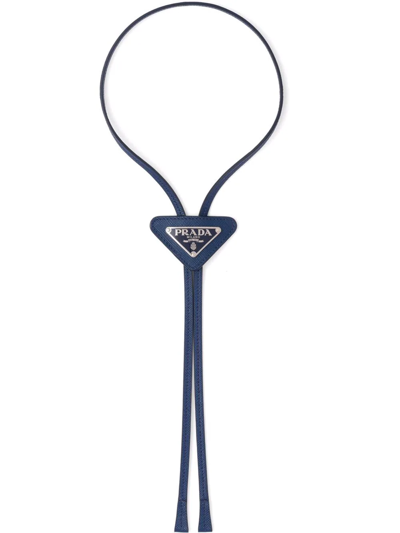 Prada Triangle Logo Bolo Tie In Blau