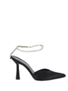 ALDO CASTAGNA ALDO CASTAGNA WOMAN'S EMILY SILK SATIN AND LEATHER PUMPS WITH CRYSTAL ANKLE STRAP