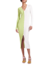 Staud Shoko Colorblock Body-con Sweaterdress In Lime White