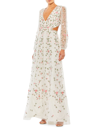 Mac Duggal Women's Floral Appliqué-embellished Gown In Ivory Multi