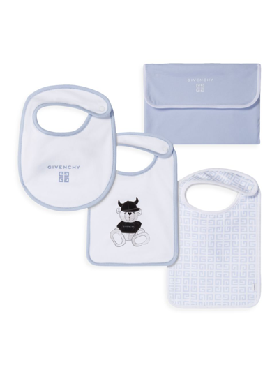 Givenchy Baby's 3-pack Logo Bibs Set In Pale Blue