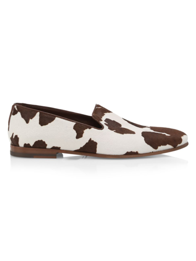 Manolo Blahnik Mario Cow Print Loafers In Neutral