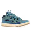 Lanvin Curb Sneakers In Cyan Suede And Leather In Turquoise