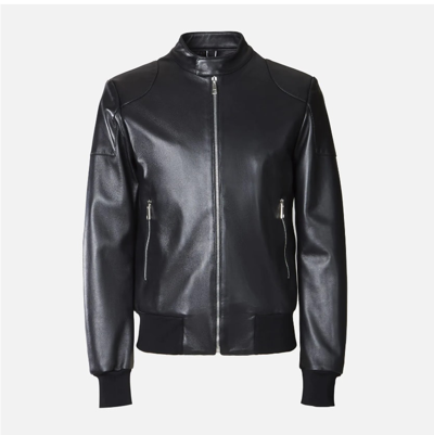 Hogan Bomber Jacket In Leather Black