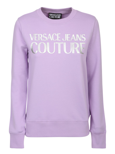 Versace Jeans Couture Logo Print Sweatshirt In Purple