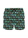 Mc2 Saint Barth Men`s Swim Shorts In Lightweight Fabric With Champagne Print In Label Champagne