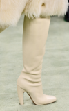 Bottega Veneta Over-the-knee Leather High Heel Boots In Ivory
