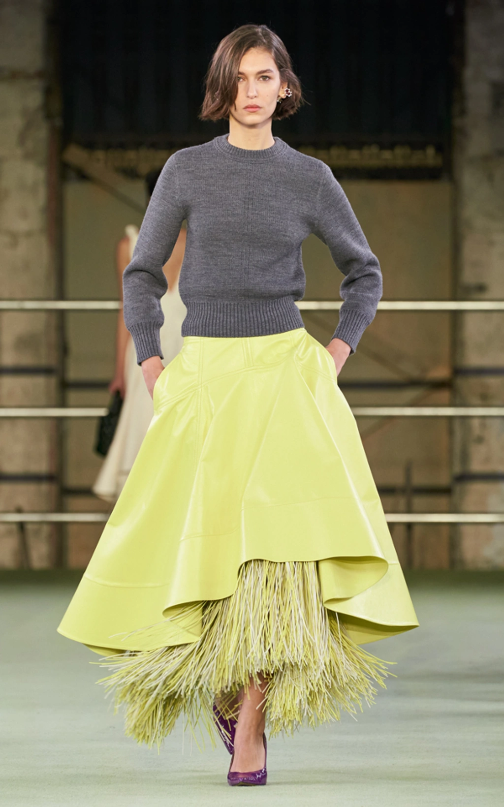 スカート Bottega Veneta Fluo Yellow Shearling Skirt Bottega Veneta Bottega Veneta Woman Fluo Yellow Shearling