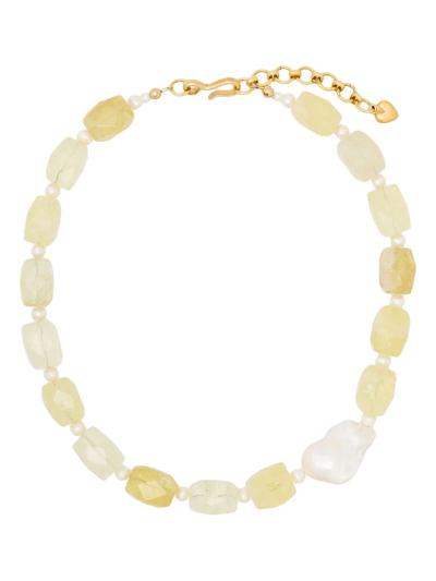 Brinker & Eliza Yellow Anna Citrine Pearl Necklace In Green