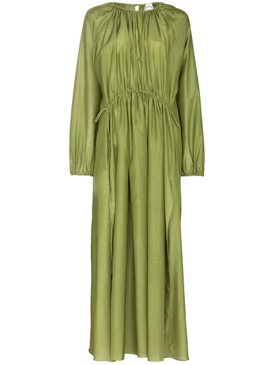knee length dresses for ladies Dusty Blue Ruffle Midi Dress - Wedding Guest Dress main image 0
