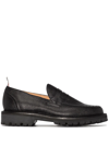 Thom Browne Grosgrain-loop Round-toe Loafers In Black