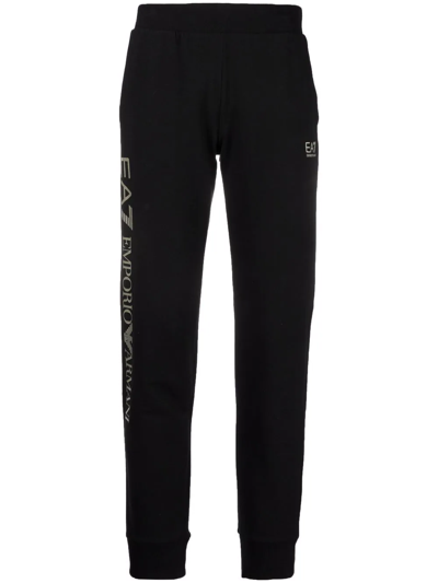 Ea7 Logo-print Tapered Joggers In Black