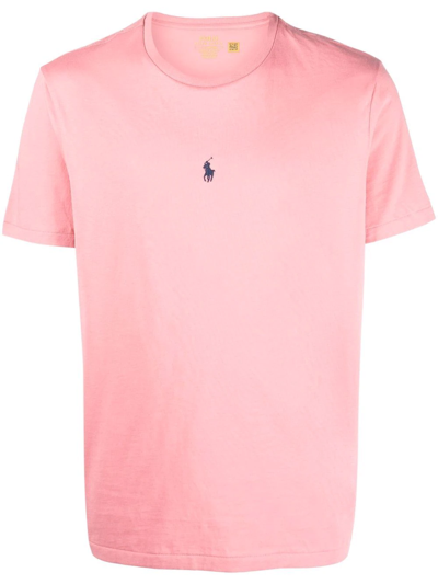 Polo Ralph Lauren Logo-embroidered Cotton T-shirt In Pink