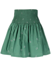 Kenzo Smocked Bandana-print Mini Skirt In Grün