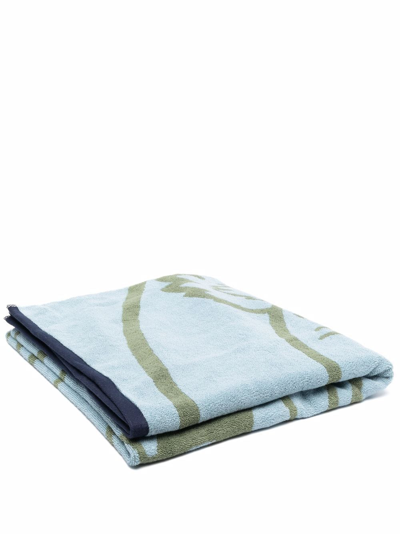 Kenzo Cotton Woven-logo Beach Towel In Blau