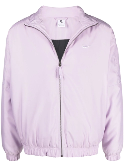 Nike Solo Swoosh Satin Bomber Jacket In Purple