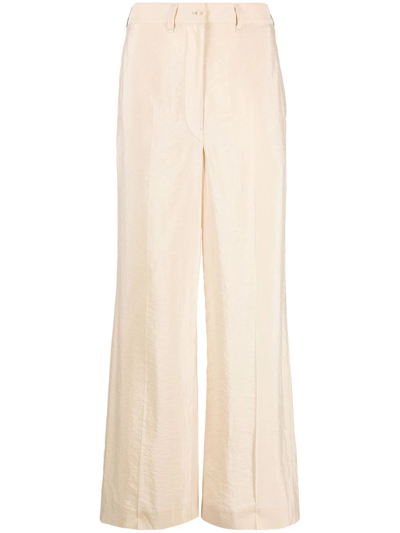 Lemaire High-waisted Wide Leg Trousers In Butter Milk