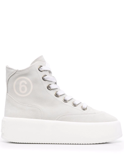 Mm6 Maison Margiela Number Logo 40mm High-top Sneakers In Grey