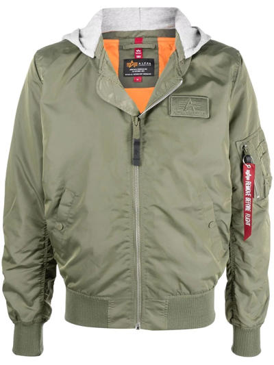 Alpha Industries Logo Print Bomber Jacket In Green