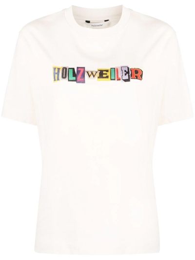 Holzweiler Logo-print Shirt-sleeve T-shirt In Nude