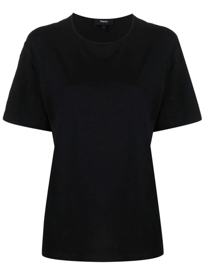 Theory Short-sleeved Pima Cotton T-shirt In Schwarz