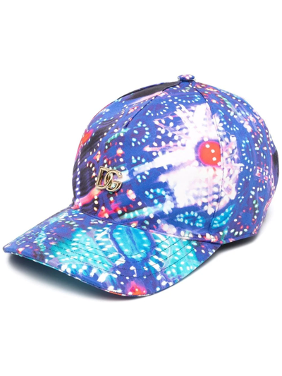 Dolce & Gabbana Abstract-print Cotton-blend Cap In Blue