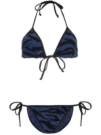 Zadig & Voltaire Tiger-print Tie-fastening Bikini In Blau