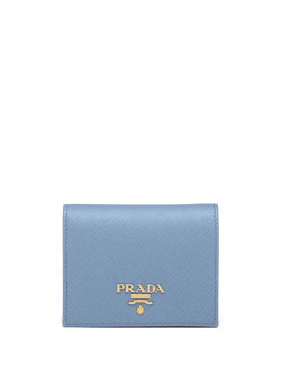 Prada Logo短款钱包 In Blau
