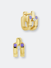 Sterling Forever Zella Huggie Hoops In Blue