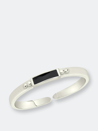 Sterling Forever Sterling Silver Thin Enamel Open Signet Ring In Multi