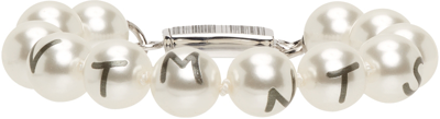 Vtmnts Silver Pearl Barcode Bracelet In Weiss