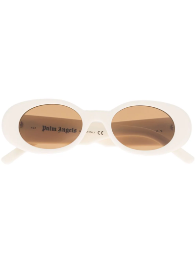 Palm Angels Spirit Oval-frame Sunglasses In White Caramel